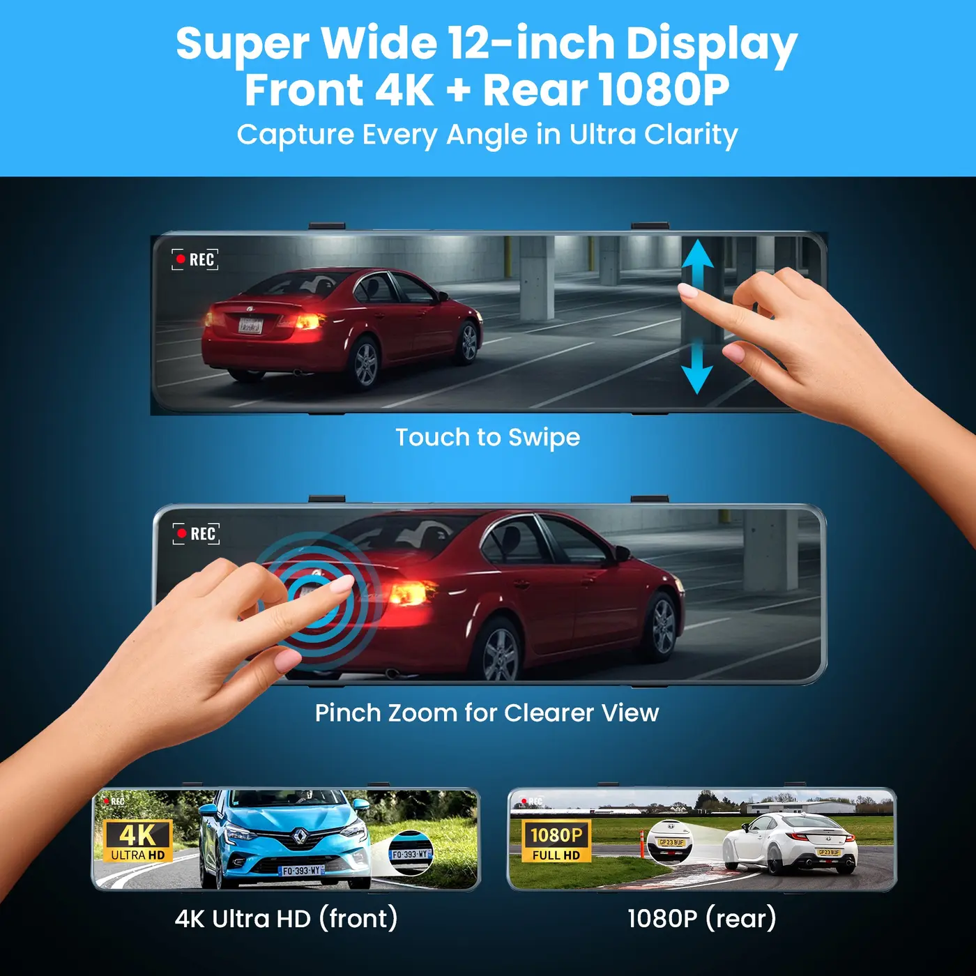HS-12 4K Mirror Dash Cam - Image 2